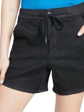 NWT L Universal Standard Black Drawstring Denim Shorts